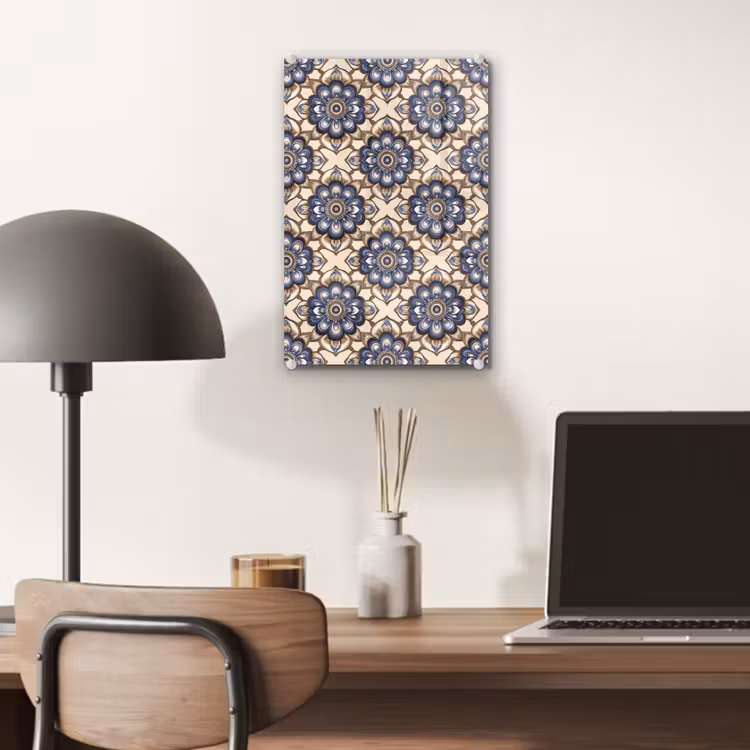 Glas schilderij - Floraal - Ornament - Blauw — 7