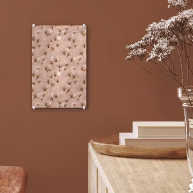 Glas schilderij - Ginkgo - Patroon - Roze — 6