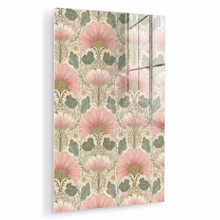 Glas schilderij - Klassiek - Patroon - Roze — 1
