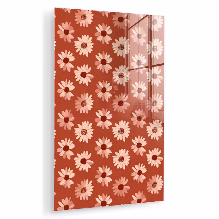 Glas schilderij - Madelief - Retro - Terracotta — 1