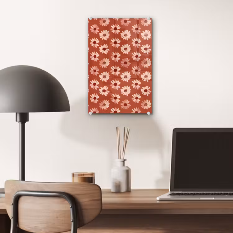 Glas schilderij - Madelief - Retro - Terracotta — 7