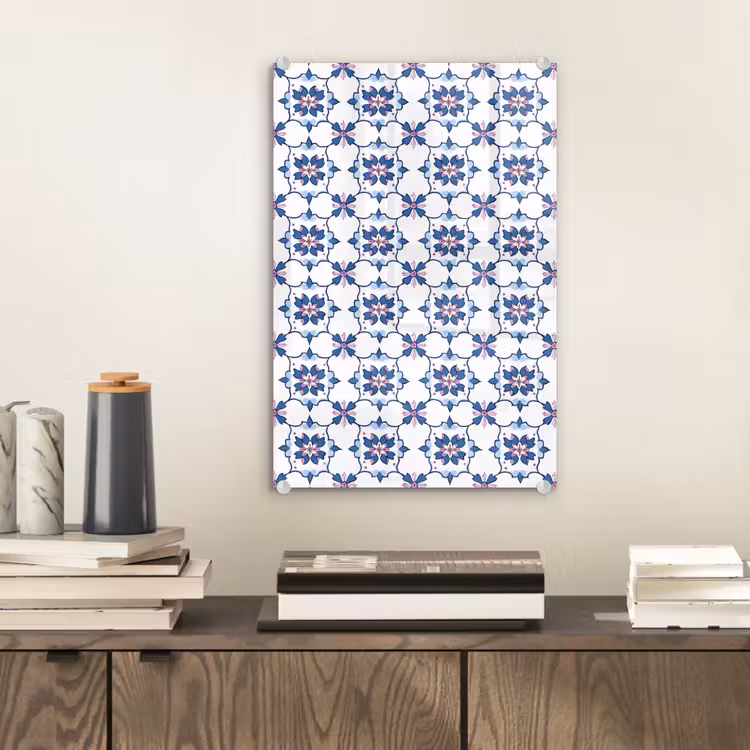 Glas schilderij - Modern - Patroon - Blauw - Roze — 2