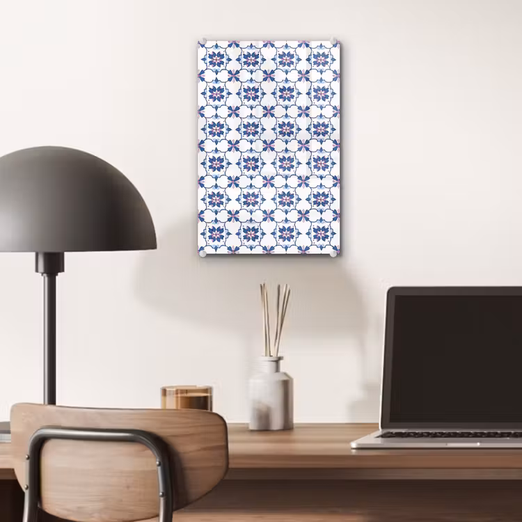 Glas schilderij - Modern - Patroon - Blauw - Roze — 7