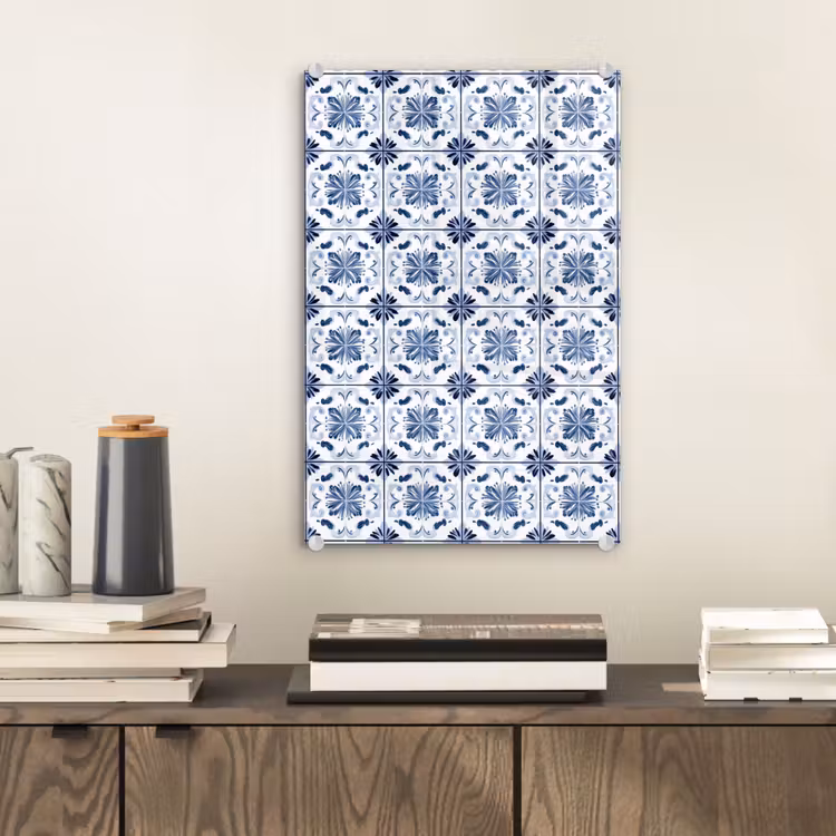 Glas schilderij - Patroon - Tegel - Blauw — 2