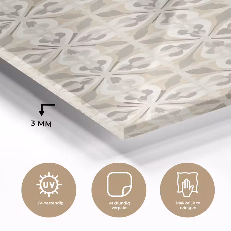 Glas schilderij - Tegel - Motief - Beige — 3