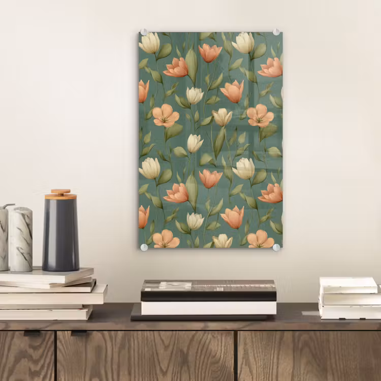 Glas schilderij - Tulpen - Botanisch - Groen — 2