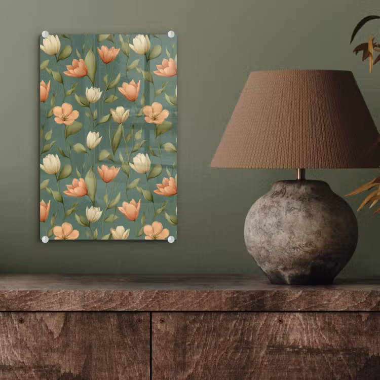 Glas schilderij - Tulpen - Botanisch - Groen — 4