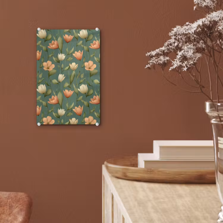 Glas schilderij - Tulpen - Botanisch - Groen — 6