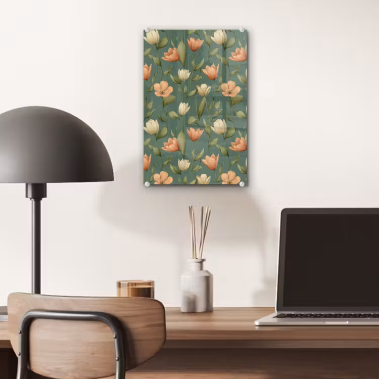 Glas schilderij - Tulpen - Botanisch - Groen — 7