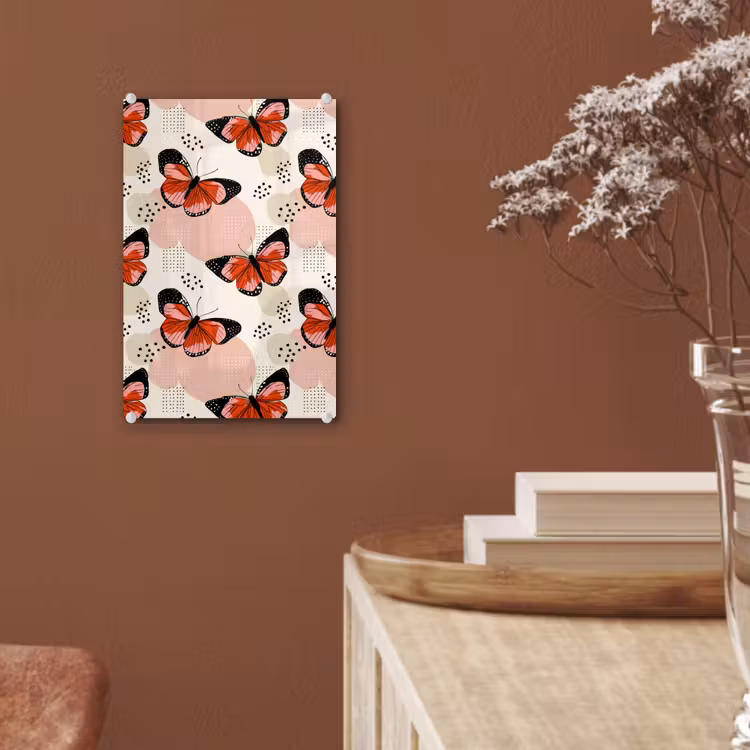 Glas schilderij - Vlinders - Retro - Kleurrijk — 6