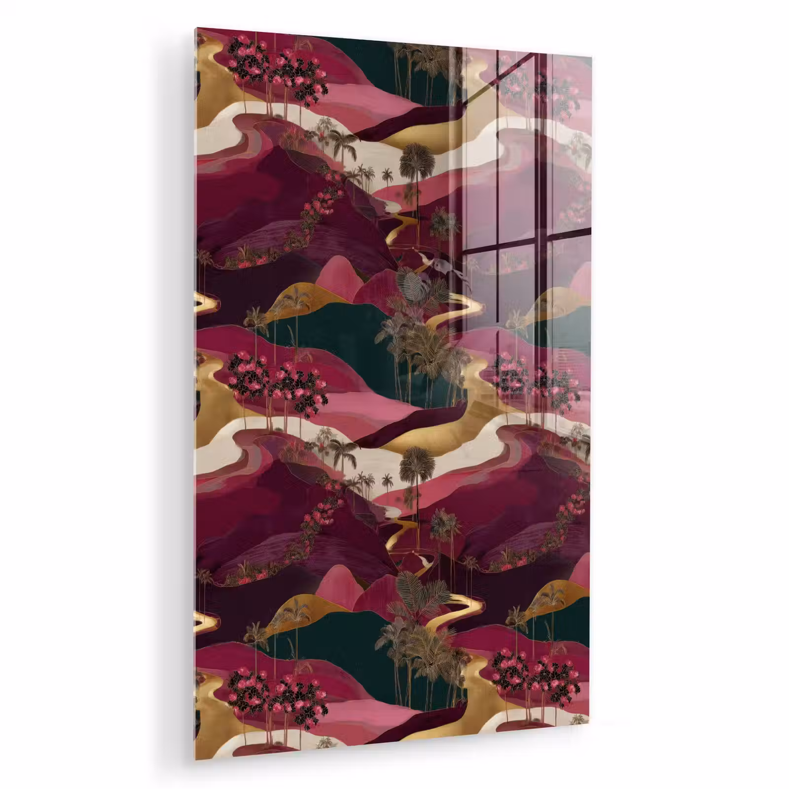 Glas schilderij - Magisch - Palmbomen - Goud — 1