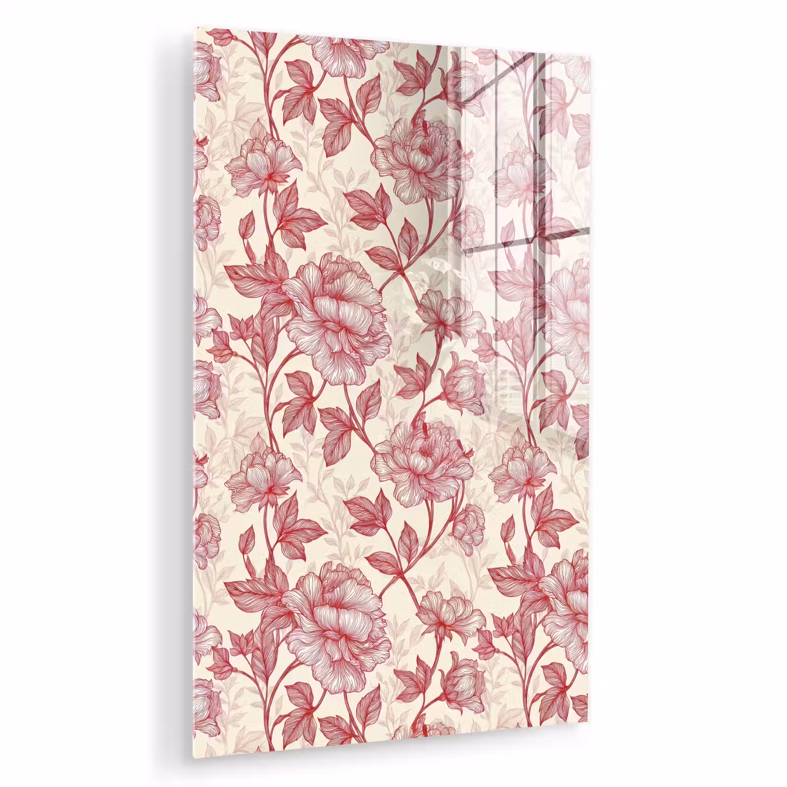 Glas schilderij - Pioenrozen - Modern - Rood — 1