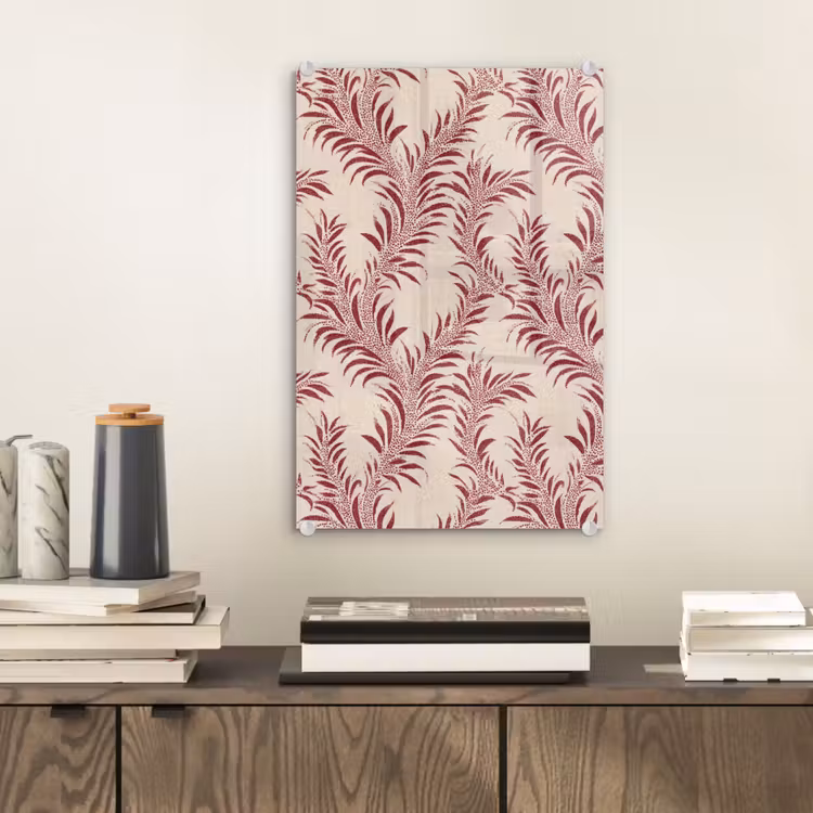 Glas schilderij - Bladeren - Linnen - Rood — 2