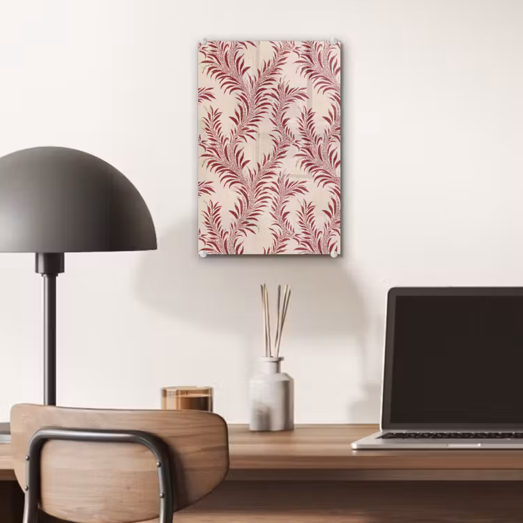Glas schilderij - Bladeren - Linnen - Rood — 7