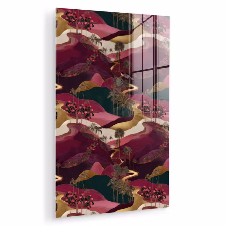 Glas schilderij - Magisch - Palmbomen - Goud — 1