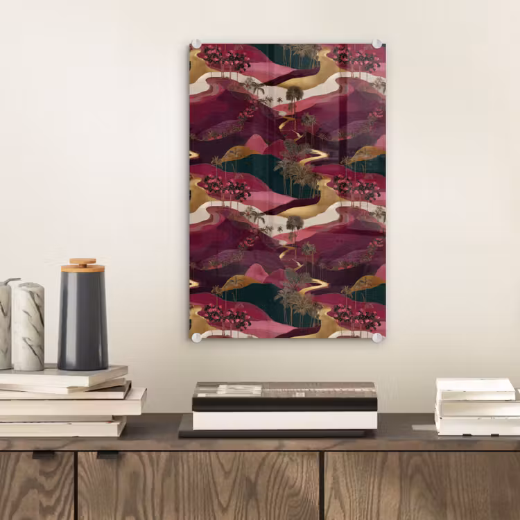 Glas schilderij - Magisch - Palmbomen - Goud — 2
