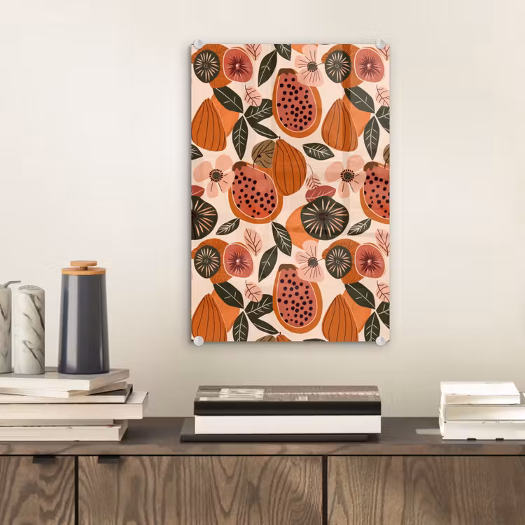 Glas schilderij - Papaja - Bloesem - Oranje — 2