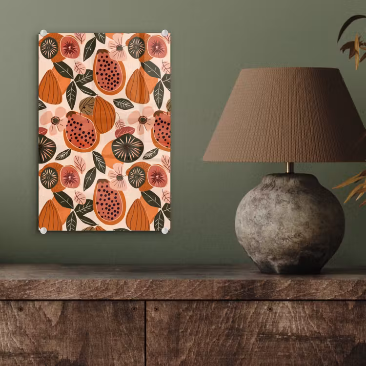 Glas schilderij - Papaja - Bloesem - Oranje — 4