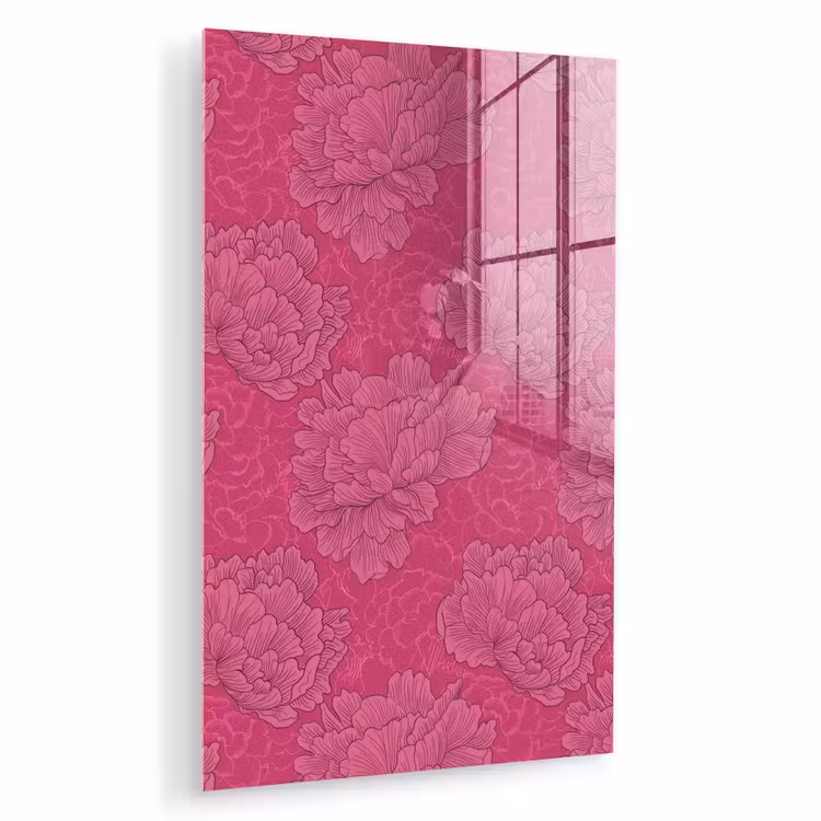 Glas schilderij - Pioenrozen - Energiek - Roze — 1