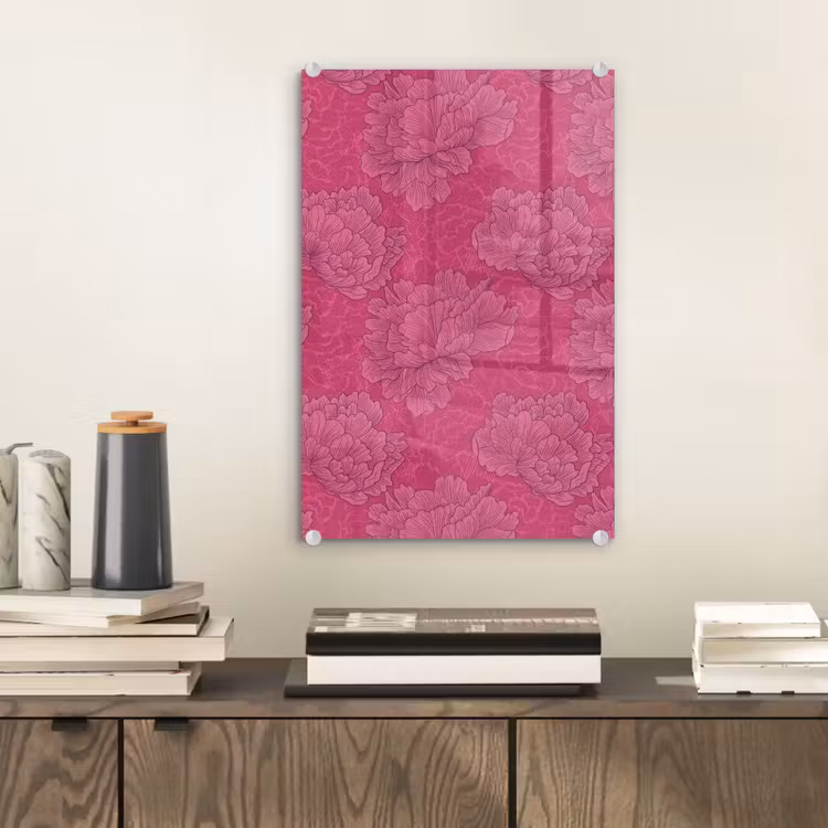 Glas schilderij - Pioenrozen - Energiek - Roze — 2