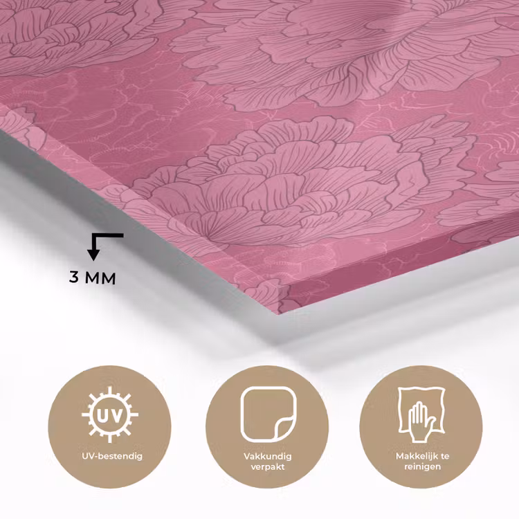 Glas schilderij - Pioenrozen - Energiek - Roze — 3