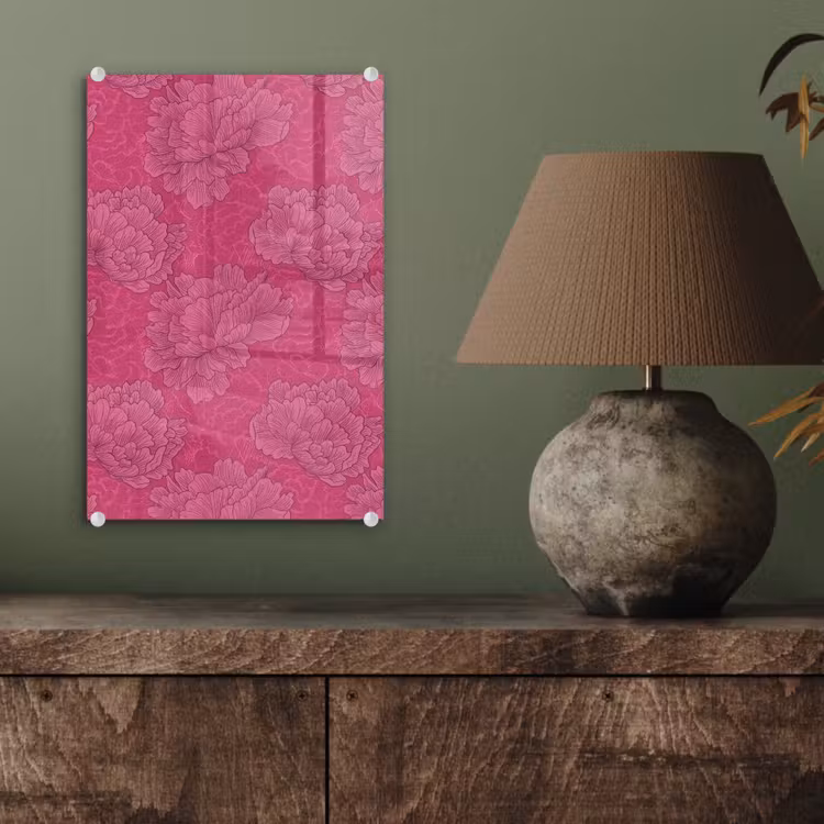 Glas schilderij - Pioenrozen - Energiek - Roze — 4