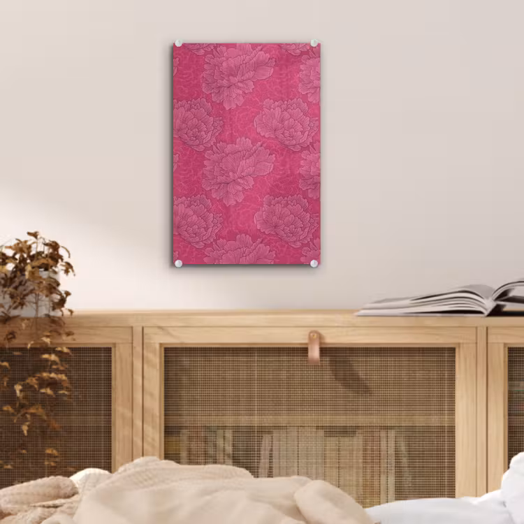 Glas schilderij - Pioenrozen - Energiek - Roze — 5