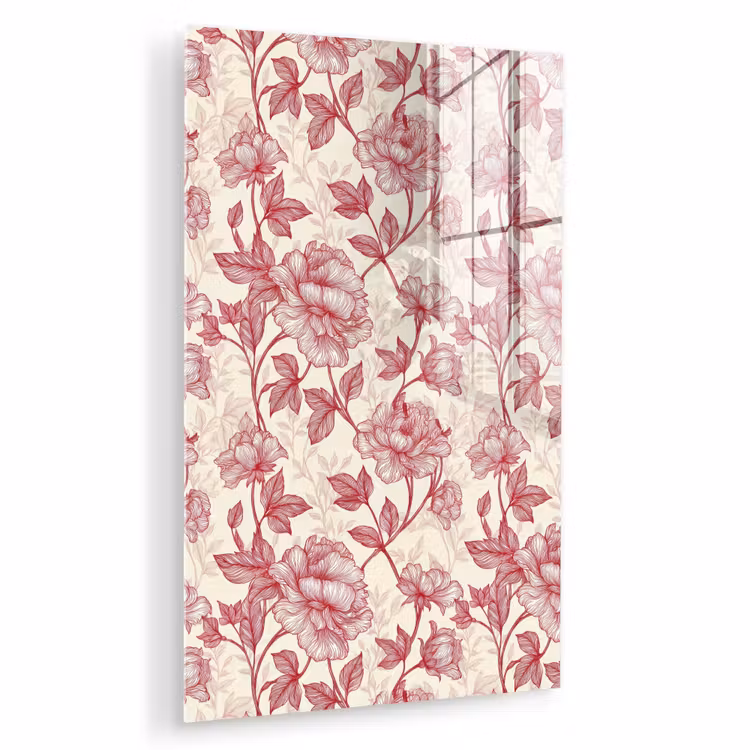 Glas schilderij - Pioenrozen - Modern - Rood — 1