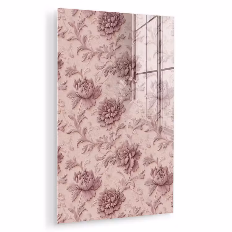Glas schilderij - Reliëf - Pioenrozen - Roze — 1