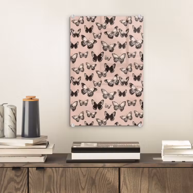 Glas schilderij - Tijdloos - Vlinders - Perzik — 2