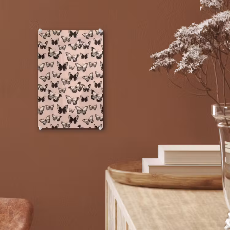 Glas schilderij - Tijdloos - Vlinders - Perzik — 6