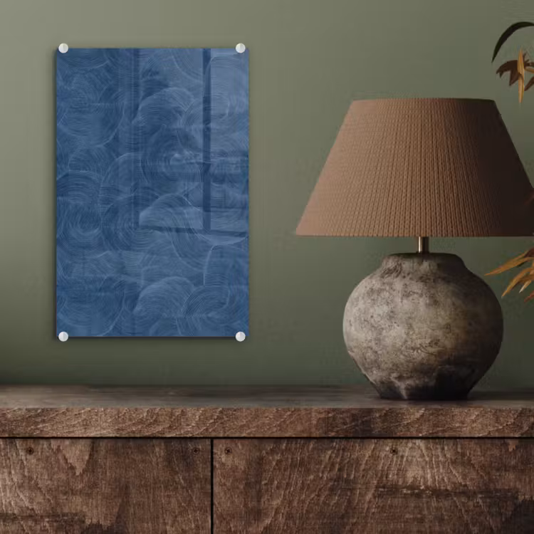 Glas schilderij - Golven - Textuur - Patroon - Blauw — 4