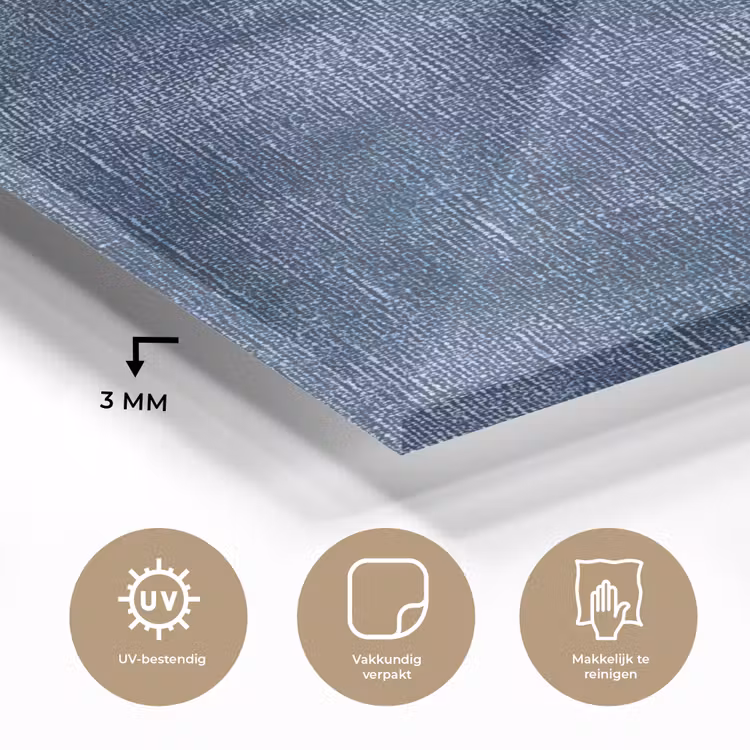 Glas schilderij - Linnen - Textuur - Patroon - Denim - Rustiek — 3