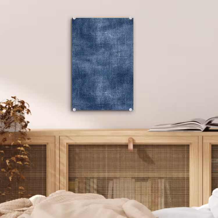 Glas schilderij - Linnen - Textuur - Patroon - Denim - Rustiek — 5