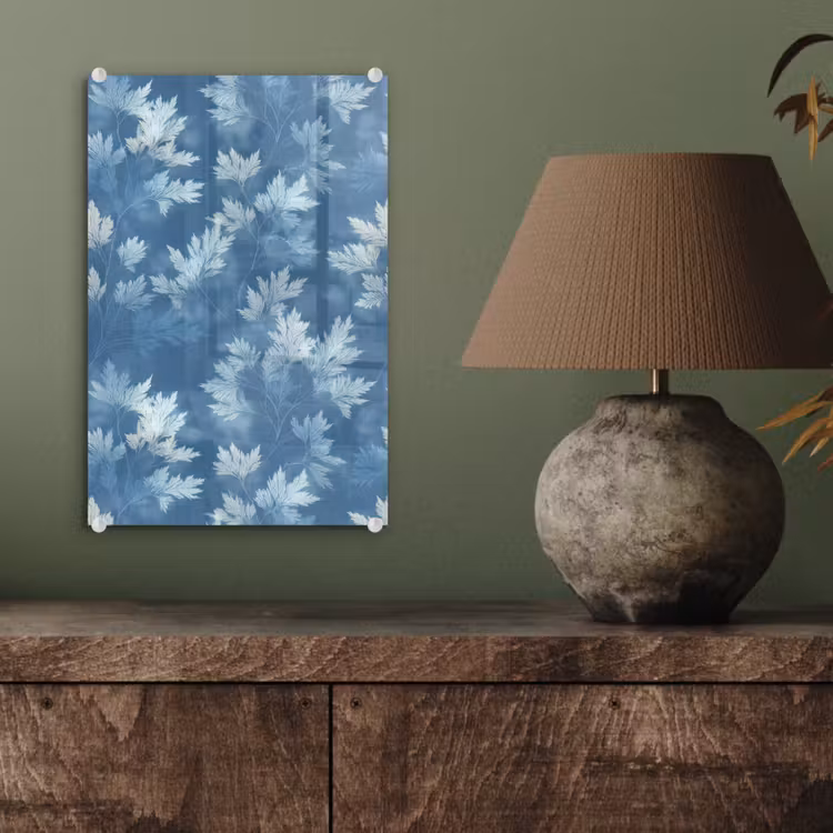 Glas schilderij - Varen - Botanisch - Patroon - Grijsblauw — 4