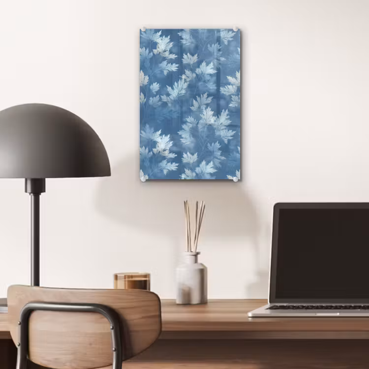 Glas schilderij - Varen - Botanisch - Patroon - Grijsblauw — 7