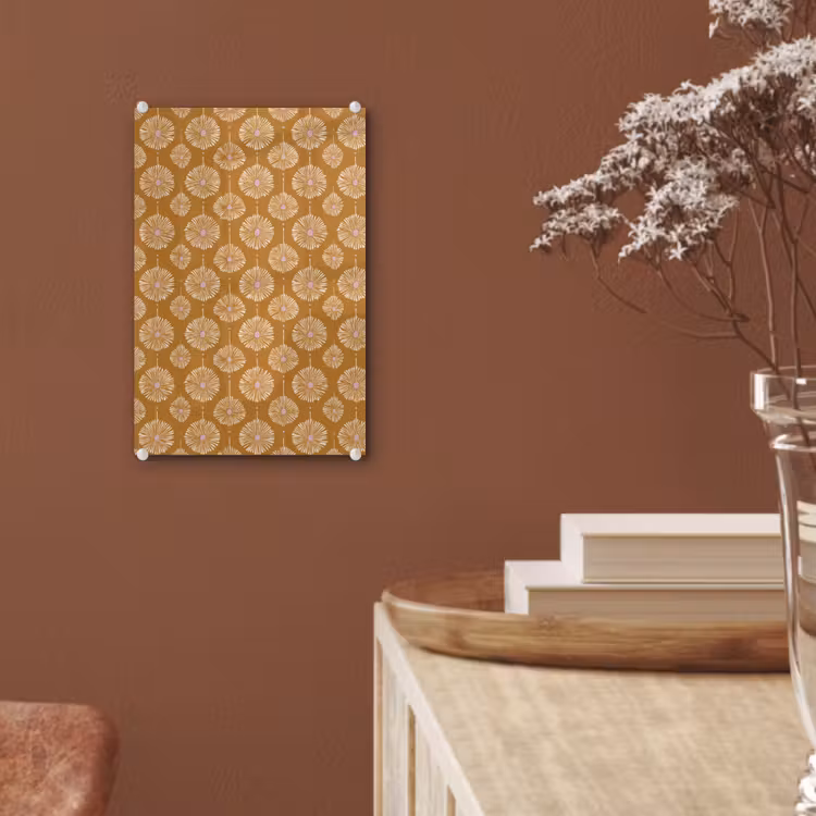 Glas schilderij - Bloemen - Modern - Oker — 6