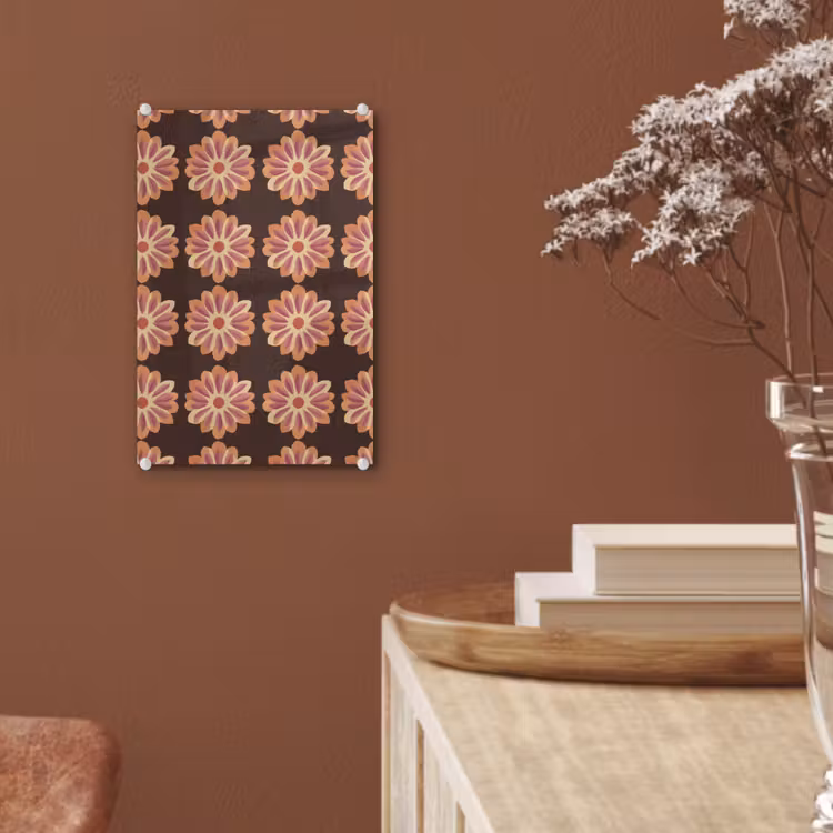 Glas schilderij - Bloemen - Patroon - Bruin — 6