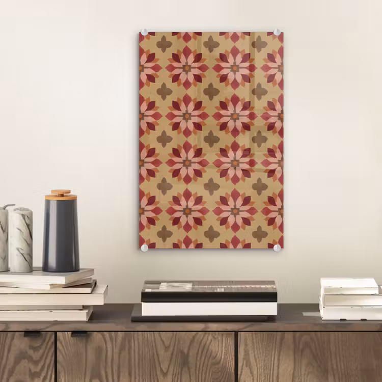 Glas schilderij - Bloemen - Retro - Groen — 2