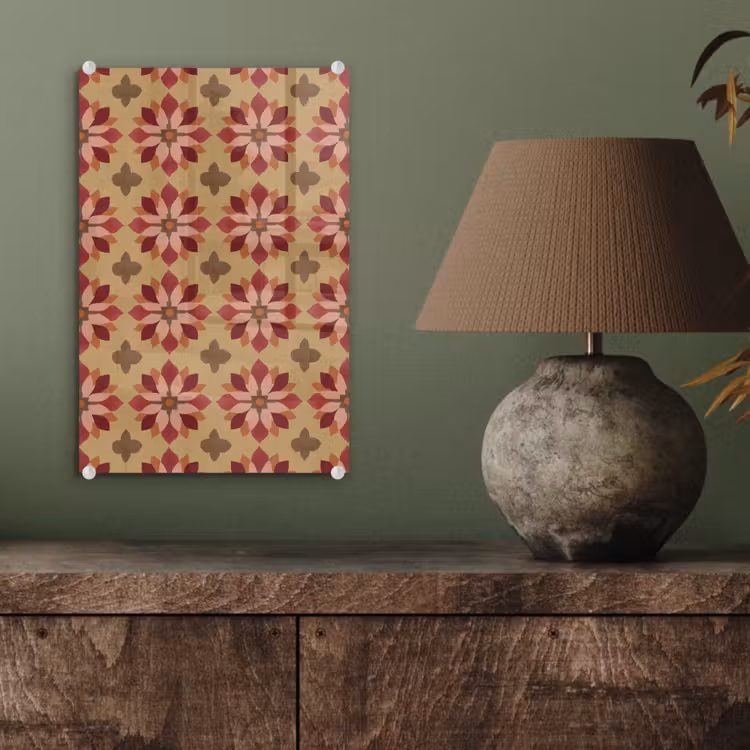 Glas schilderij - Bloemen - Retro - Groen — 4