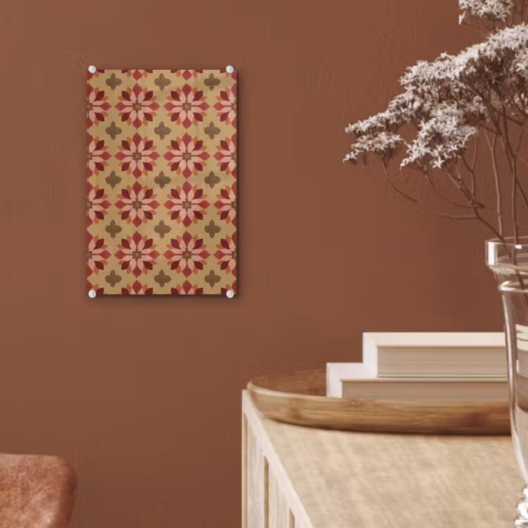 Glas schilderij - Bloemen - Retro - Groen — 6