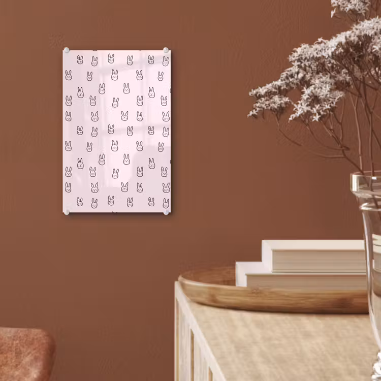 Glas schilderij - Konijnen - Minimalistisch - Roze — 6