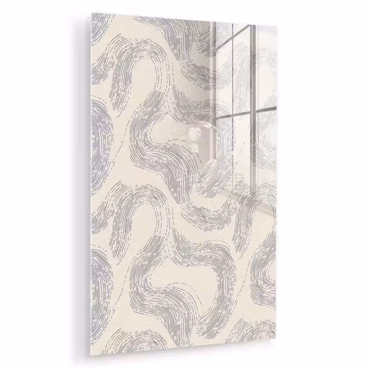 Glas schilderij - Lijnen - Patroon - Beige - Minimalistisch — 1