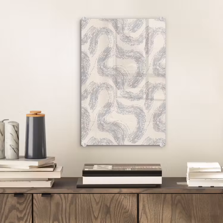 Glas schilderij - Lijnen - Patroon - Beige - Minimalistisch — 2