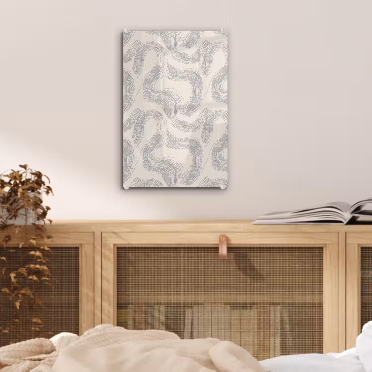 Glas schilderij - Lijnen - Patroon - Beige - Minimalistisch — 5