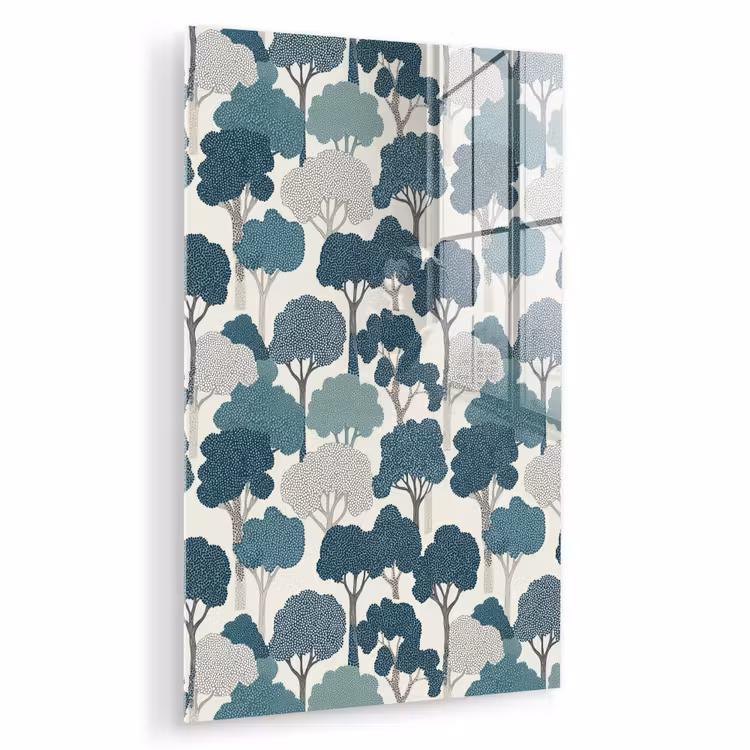 Glas schilderij - Modern - Bomen - Bos - Patroon - Blauw — 1