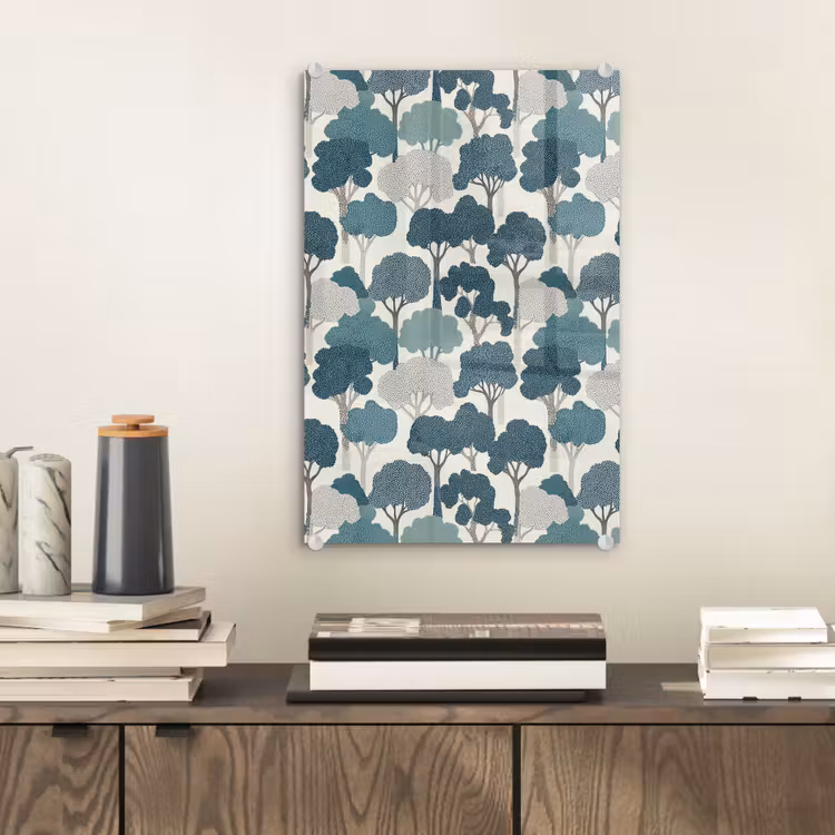 Glas schilderij - Modern - Bomen - Bos - Patroon - Blauw — 2