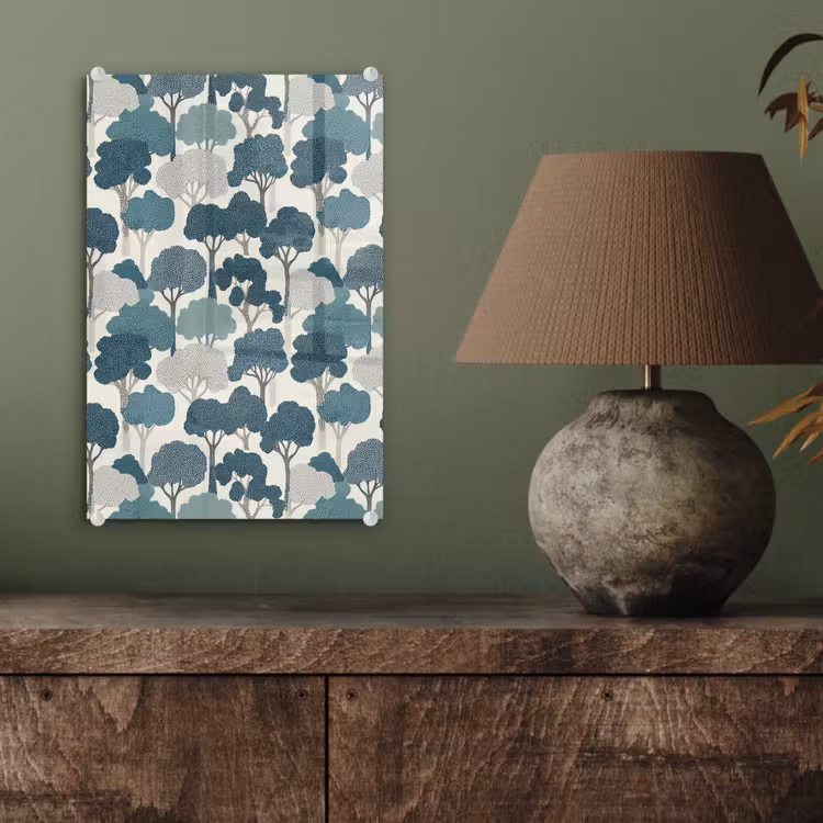 Glas schilderij - Modern - Bomen - Bos - Patroon - Blauw — 4