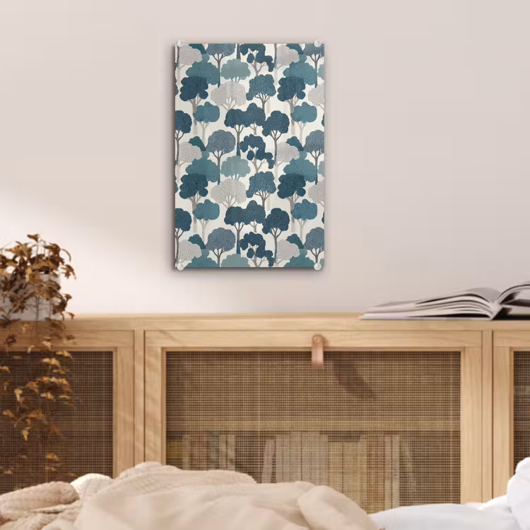 Glas schilderij - Modern - Bomen - Bos - Patroon - Blauw — 5