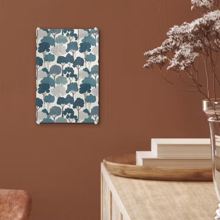 Glas schilderij - Modern - Bomen - Bos - Patroon - Blauw — 6